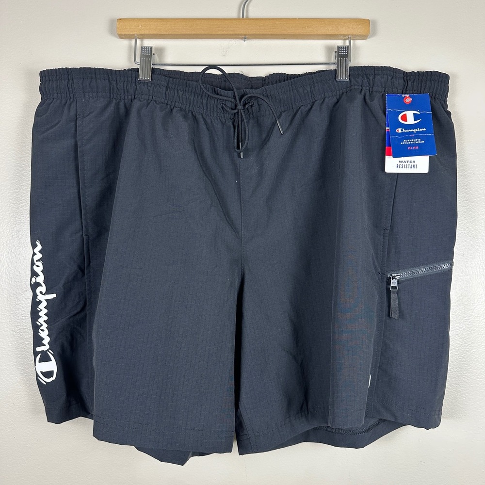 Champion Mens 2XL Hybrid Short Black Water Resistant Ripstop 7 Inch Inseam NEW